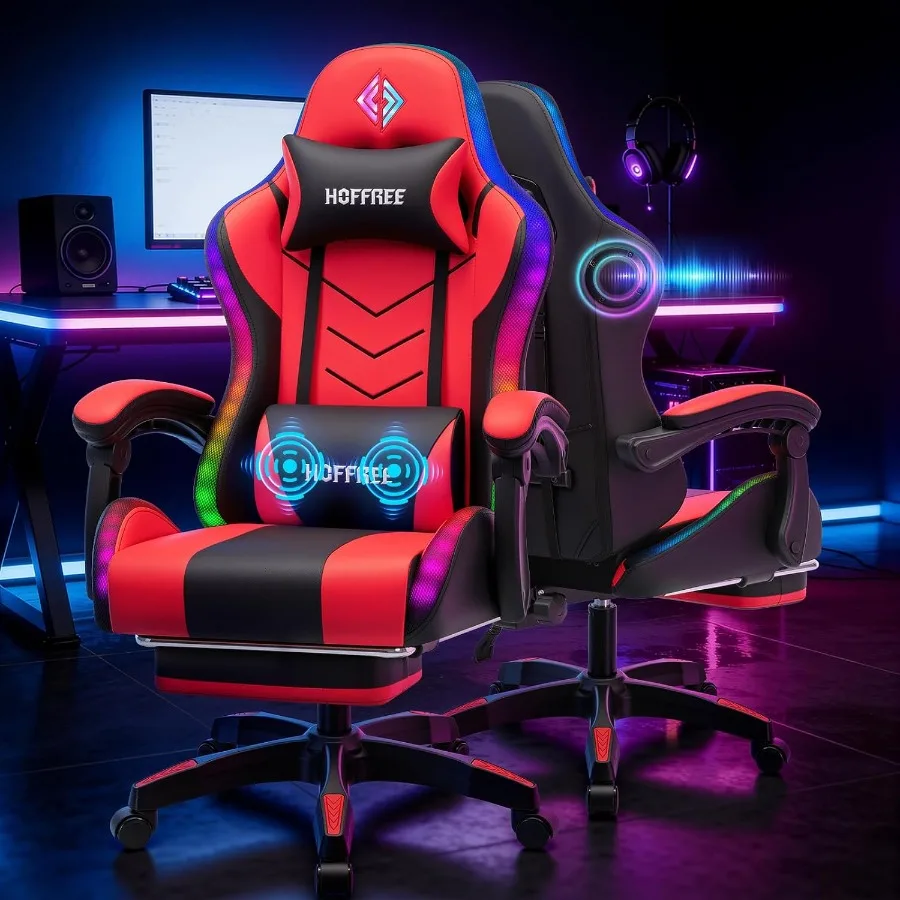 Music - RGB-Gaming-Stuhl mit Lautsprechern und Musik-Rhythmus-LED-Leuchten für