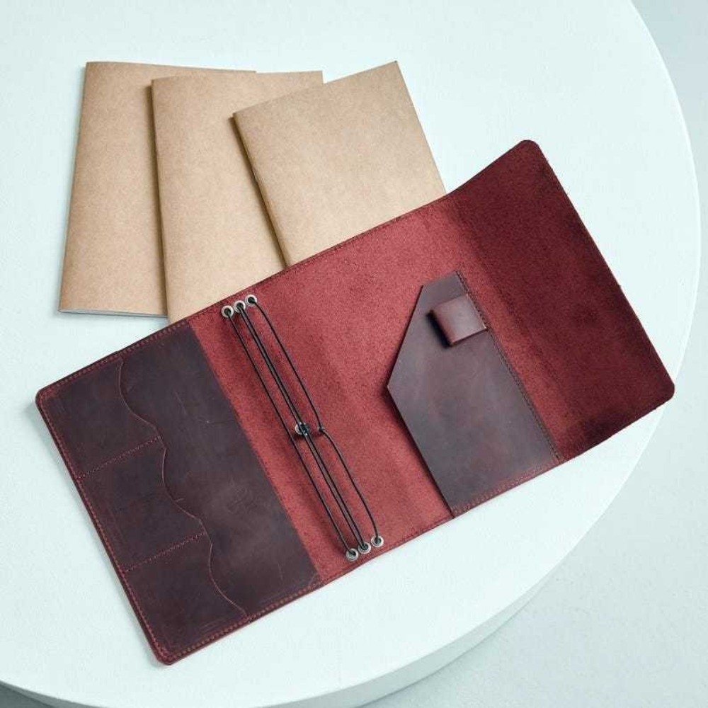 Vintage Leather Journal Notebook - Leder-Notizbuch-Organizer, nachfüllbar, multifunktional, tragbar, Vintage-Journal-Cover, A5,