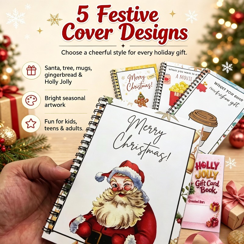 Books - Spiralgebundenes Weihnachts-Geschenkkartenbuch, Festliches Organizer-Set für Weihnachtsgeschenke,