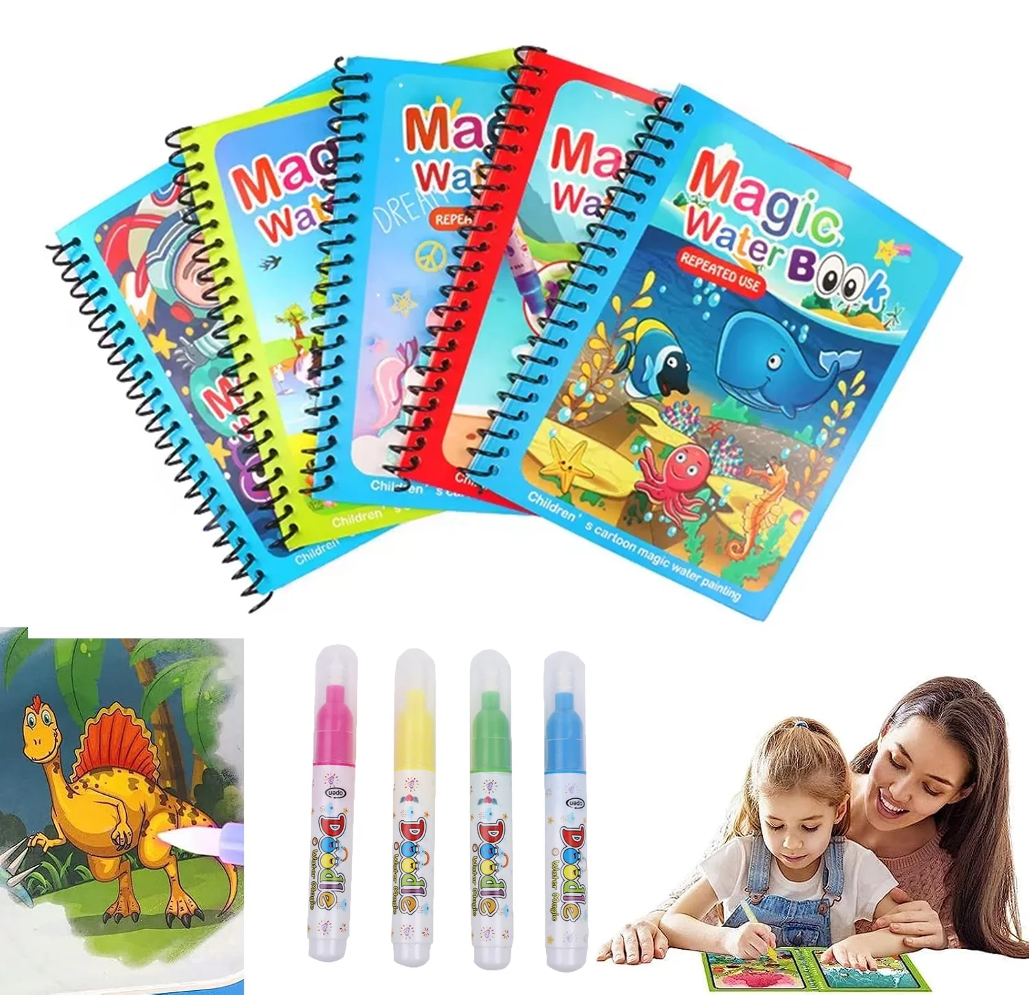 1PC Kinder Aquarell Malerei Ma – Reusable Water Magic Coloring Book Bewertung und Preis